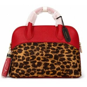 Ivanka Trump Leopard Print Red Satchel Bag